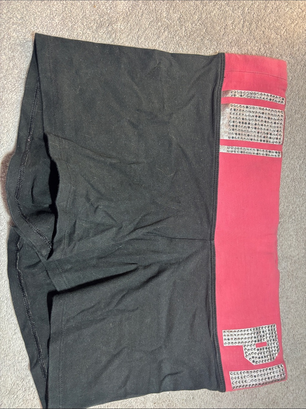 PINK Victoria's Secret Black Shorts with Pink Rhinestone Waistband